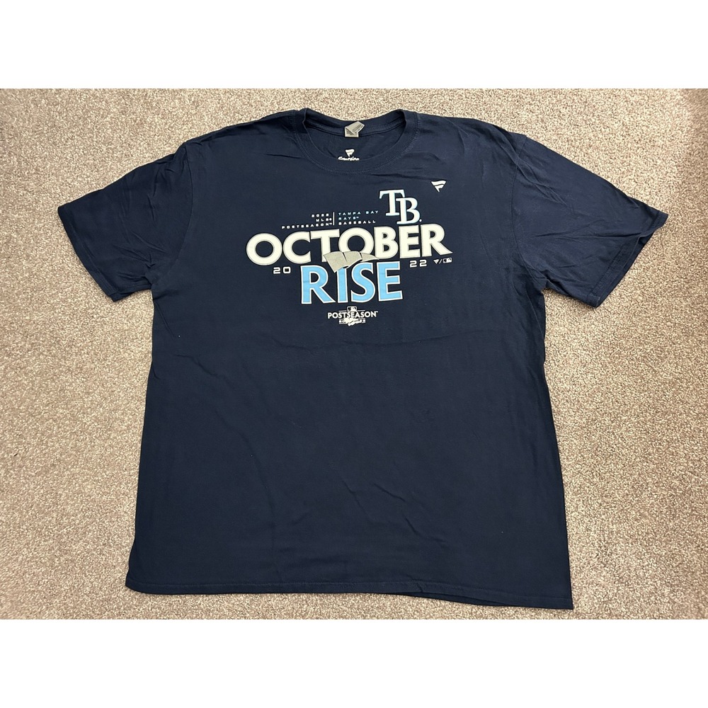Fanatics Tampa Bay Rays T Shirt Mens XL Navy Blue Excellent 2022 October Rise